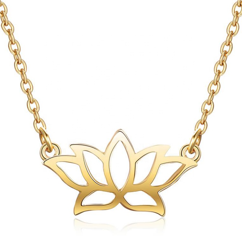 Wholesale Lotus Flower Plain Silver 925 Gold Pendant Necklace