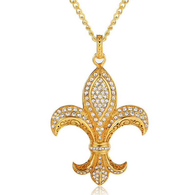 Gold Plated Stainless Steel Women Cubic Zirconia Iris Necklace