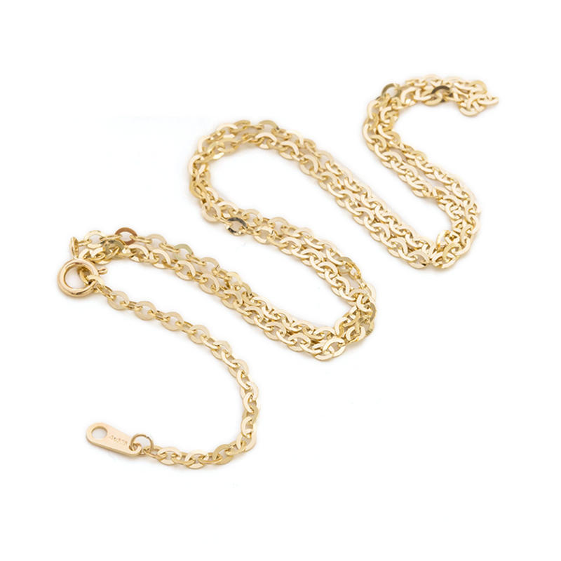 14K Gold Chain Corrugated Oval Chain, O-Necklace, Custom Length Sweater Chain