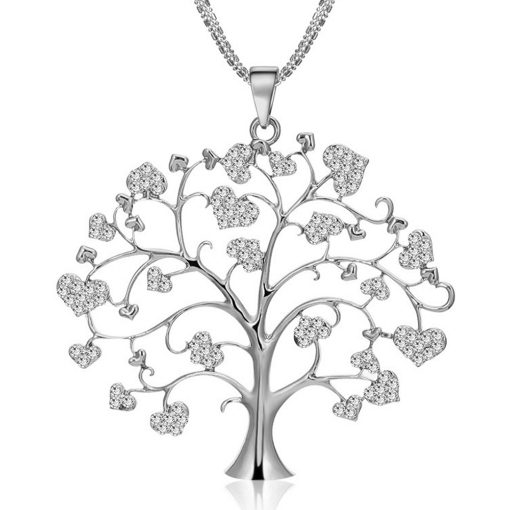 Ornate Brand-New Cz Pave Set Silver Tree Of Life Pendant