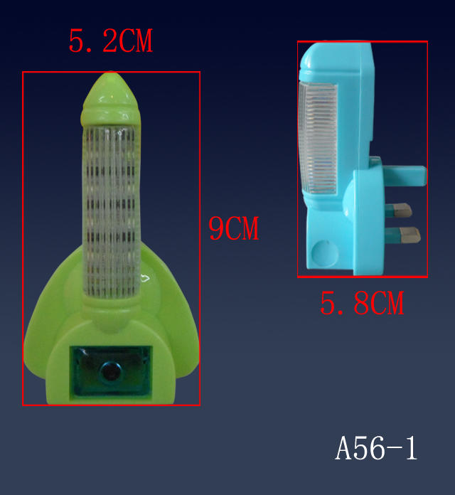 A56 BS Plug in rocket shape sleep trainer for babyled sensor night lightbedroom nursery kids