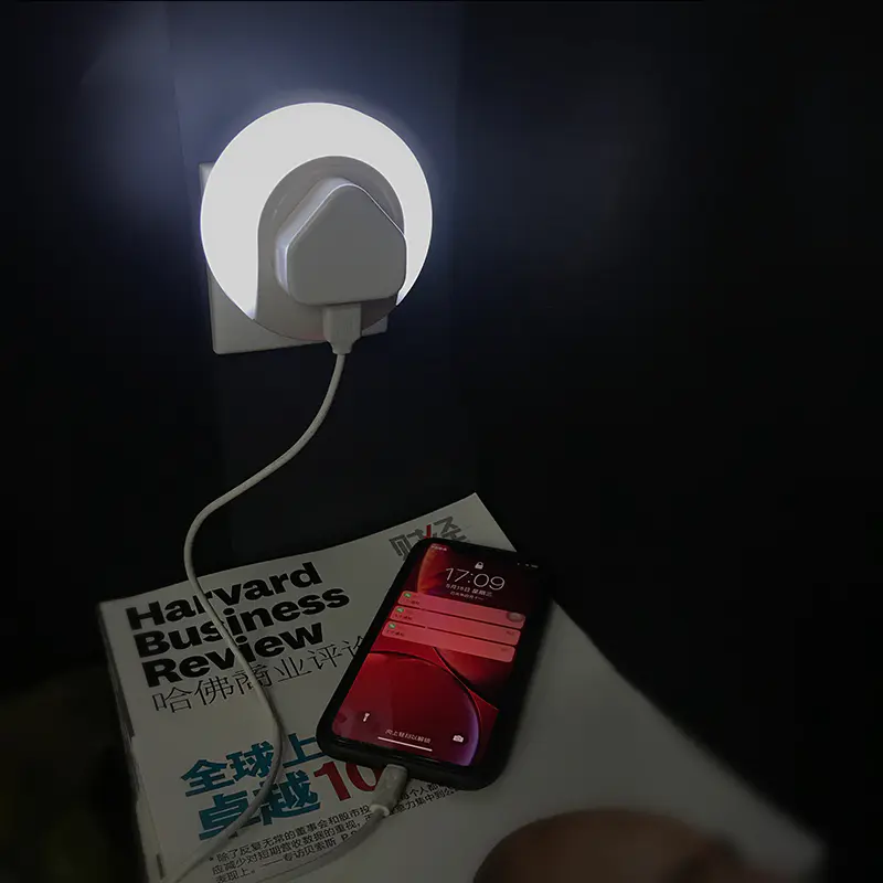 BEST SALE LED NIGHT LIGHT WITH USB CHARGER DUSK TO DAWN SENSOR PLUG INLIGHTING 5V 2A DUAL USB WALL CHARGER BEDSIDE LAMP