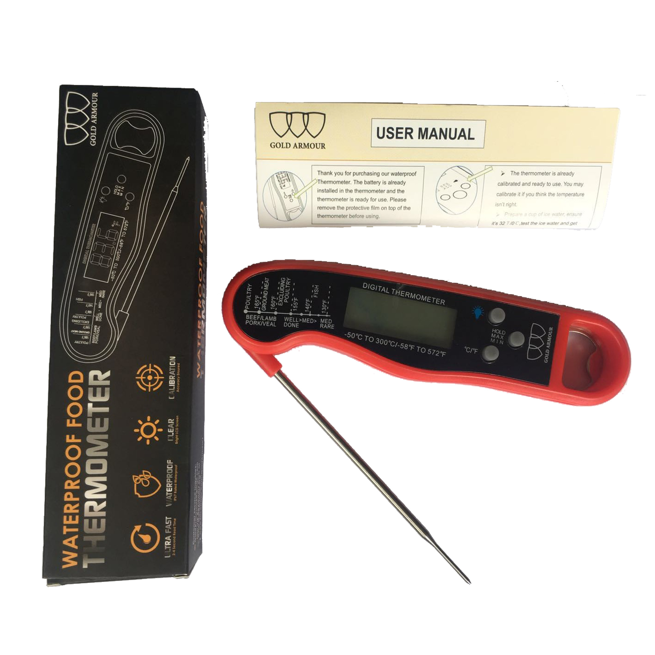 1pc, Digital Meat Thermometer, Instant-Read Food Temperature Thermometers,  Probe With Magnet Calibration Thermometer, Waterproof Thermometers For Kitc