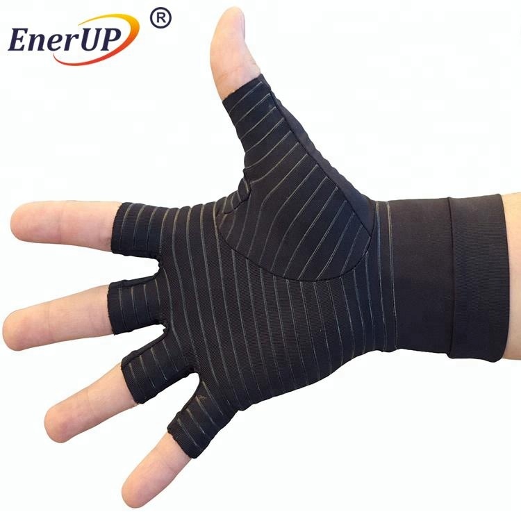 Copper compression arthritis knit half finger gloves