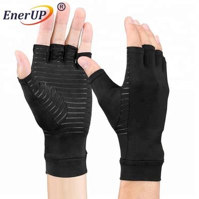 Wholesale Black Copper Infused Hands Compression Half Finger Cycling Gloves