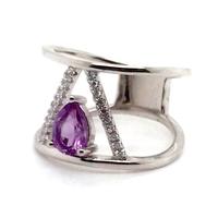 Awesome Eye Shaped Purple Color Stone Silver Names Jewellery Brands