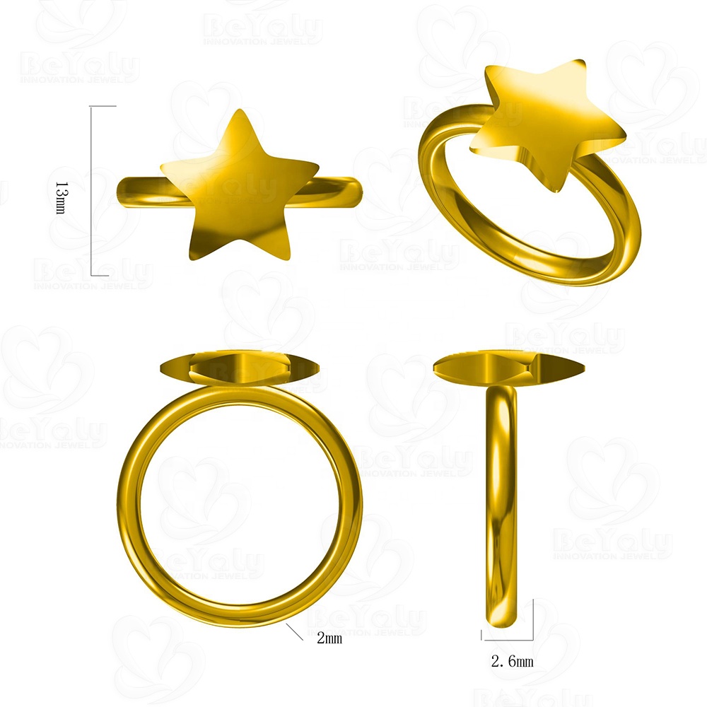 Custom Jewelry Christmas Golden Star Ring Simple Design Jewelry Geometric