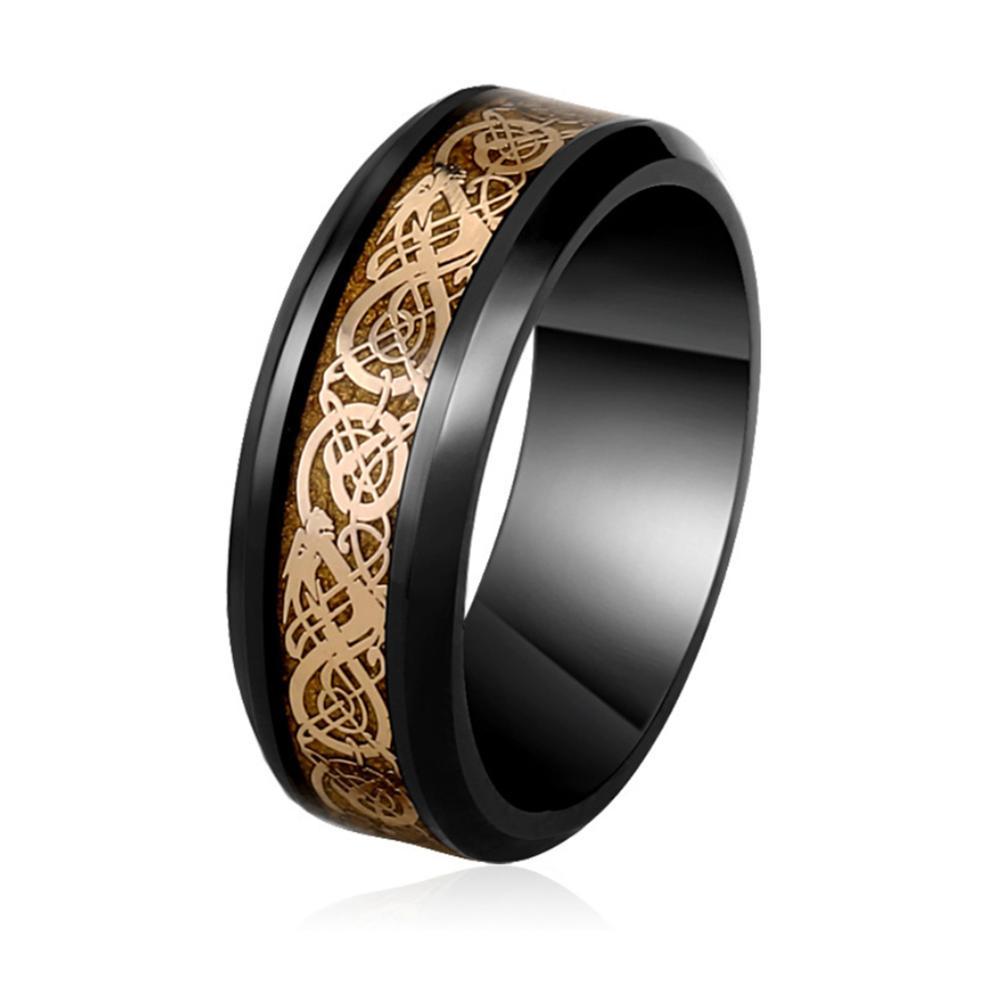 product-BEYALY-Blue Black Gold Plating Engraved Stainless Steel Jewelry Titanium Ring-img-2