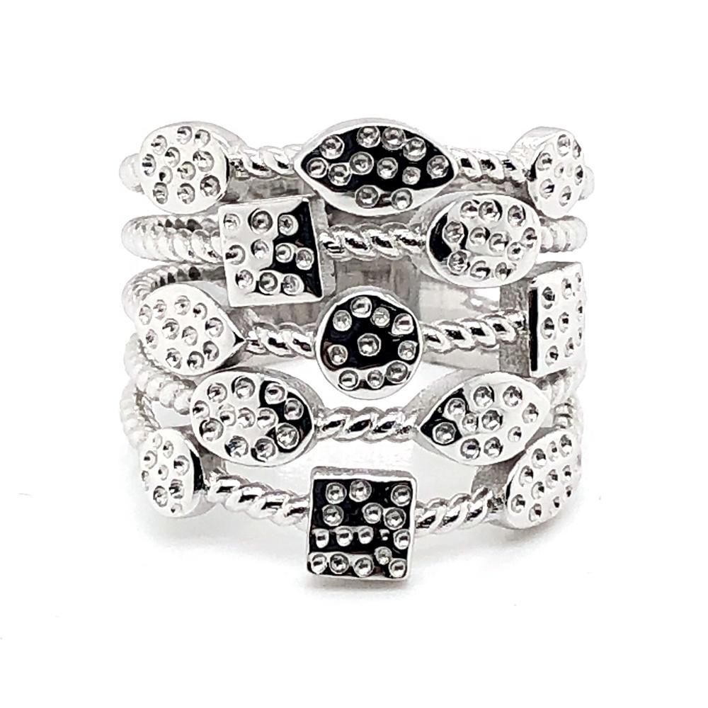 product-BEYALY-Chic Women Geometric Elements Collection Dotted Design Silver Prom Jewelry Rings-img-2