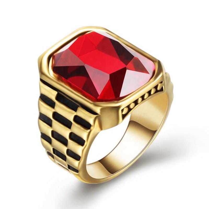 product-BEYALY-Personalized Retro Inlaid Red Gem Trend Jewelry Stainless Steel Ring-img-2
