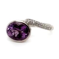 Hot Sale Purple Gem Stone Silver Eye Shape Rings Jewelry Finger Wear