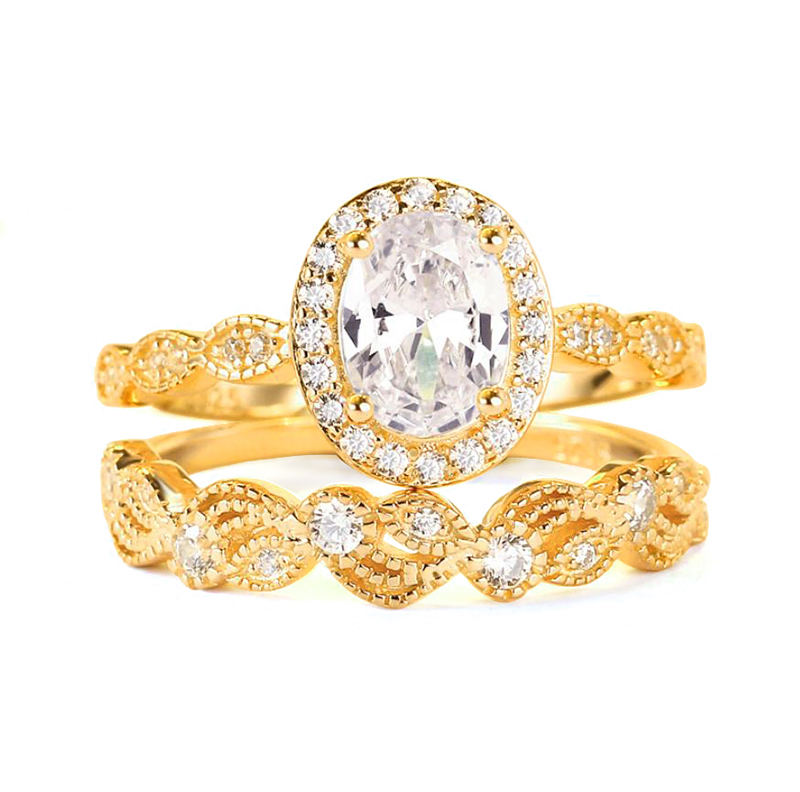 Wedding Ring Gold 18K Plating, Gold Plated Wedding Ring Set, 18K White Gold Ring Jewelry Women Wedding