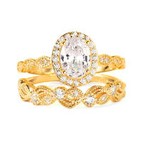 Wedding Ring Gold 18K Plating, Gold Plated Wedding Ring Set, 18K White Gold Ring Jewelry Women Wedding