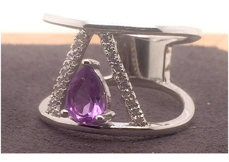 product-BEYALY-Awesome Eye Shaped Purple Color Stone Silver Names Jewellery Brands-img-2