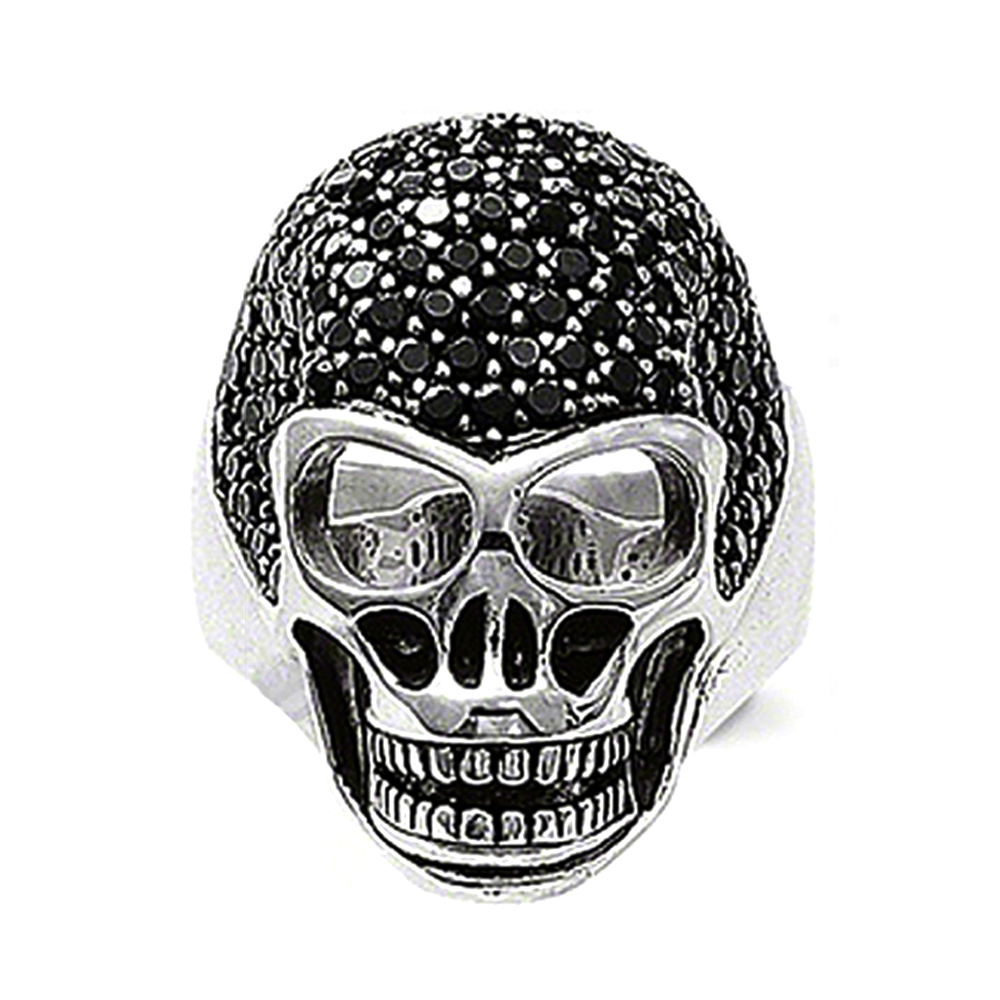 Skull Design Black Stone Appointment Men`S Stainless Steel Ring