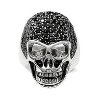 Skull Design Black Stone Appointment Men`S Stainless Steel Ring