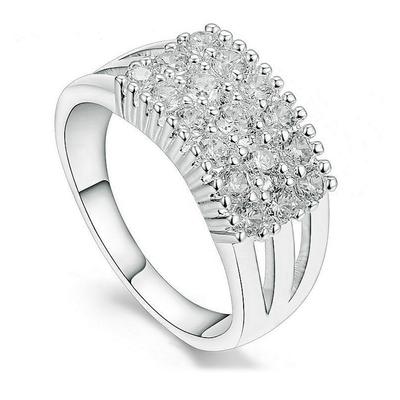 Rhinestone Pave Setting Finger Alloy Ring Jewellery Silver Color