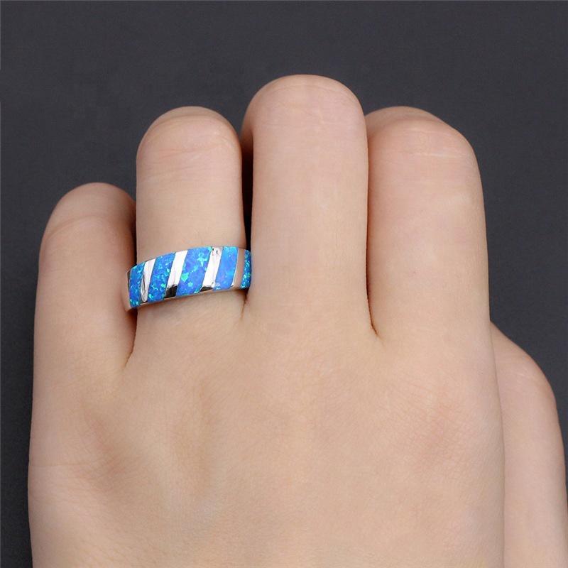 product-Simple Cheap Men Blue Ceramic Jewelry, Spiral Blue Opal Ring-BEYALY-img-3