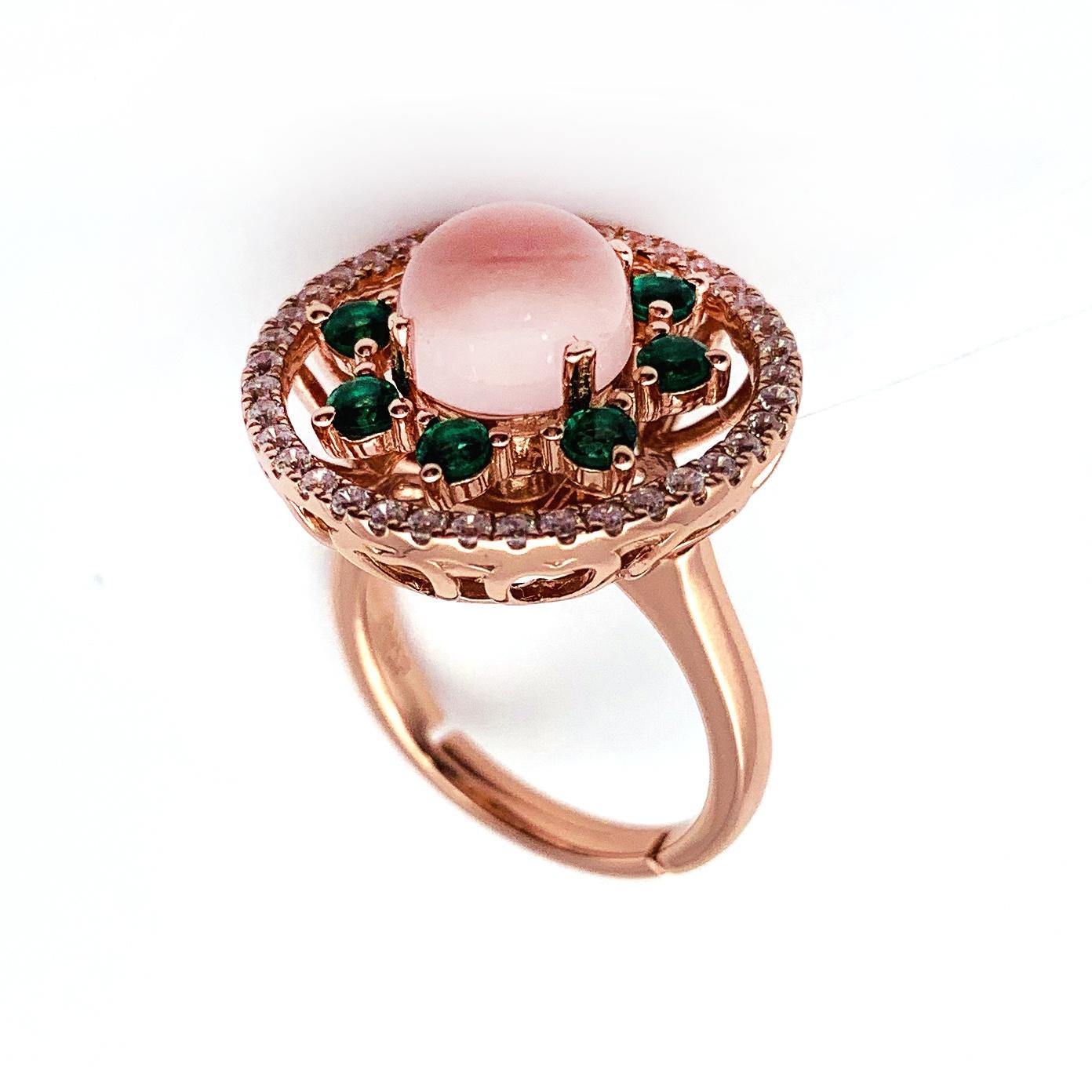Green Stone New Dual Design Flower Onyx Silver 22 Carat Gold Ring
