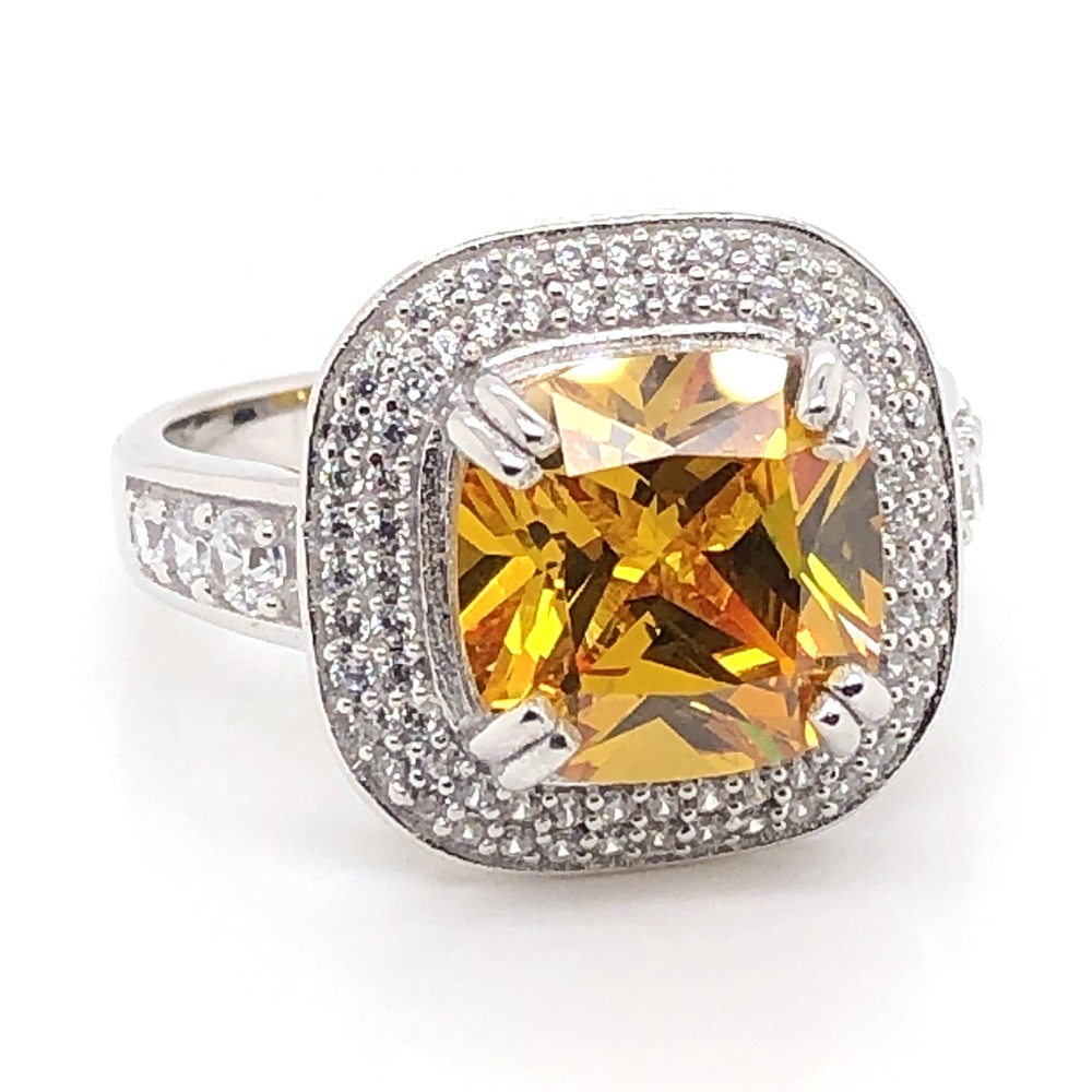 Noble style citrine fashion 925 sterling silver gemstone rings