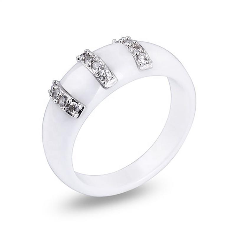 product-Black And White Ceramic Stainless Steel Rings With Three Row Zircon-BEYALY-img-3