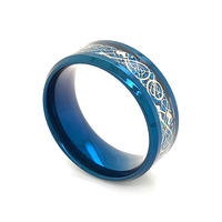 Blue Black Gold Plating Engraved Stainless Steel Jewelry Titanium Ring