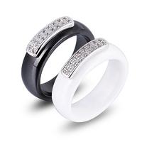 Hot Selling Chinese White And Black Ceramic Ring, Ladies Classic Stainless Steel Ring