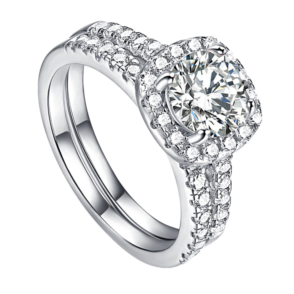 Elegant Silver Bijoux White Artificial Diamond Engagement Ring Dismountable