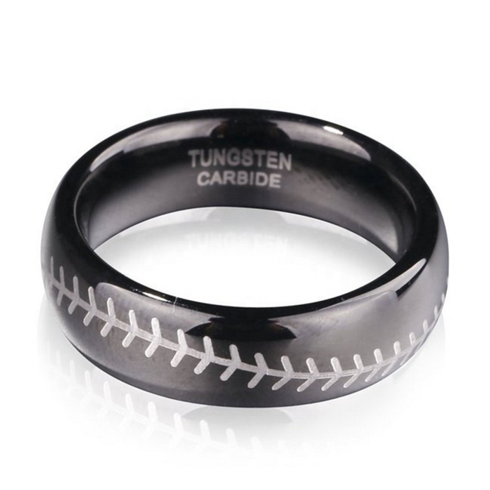 Wholesale Cheap Black Enamel Tungsten Custom Baseball Rings