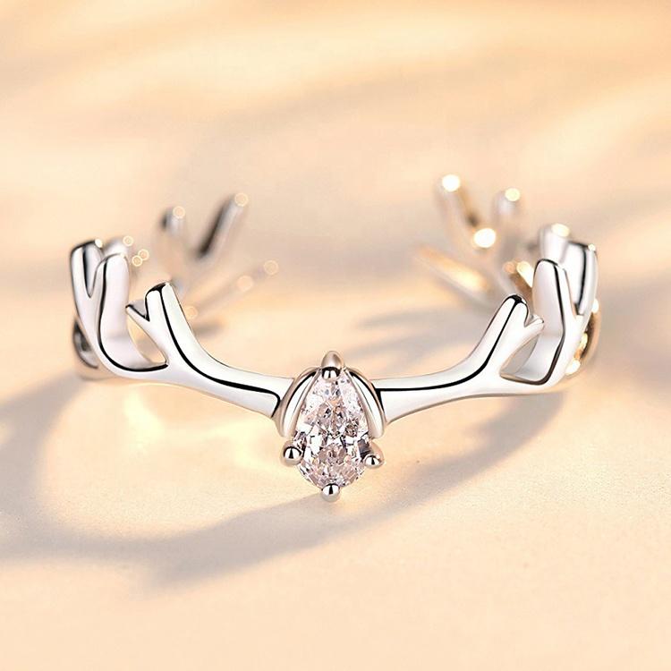 product-Deer Antler Silver Rings 925, Cubic Zirconia Ring In Sterling Silver-BEYALY-img-3