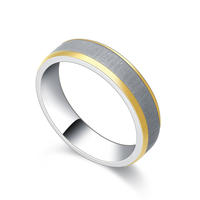 Simple Gold Rim Stainless Steel Sand Blasting Rings For Men And Women
