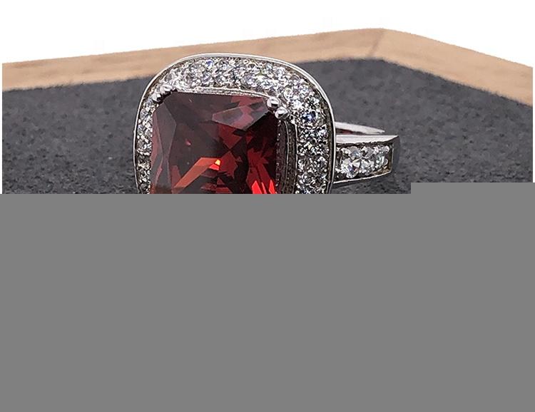 product-925 Sterling Silver Double Laps Cz Setting Rings With Red Zircon-BEYALY-img-3
