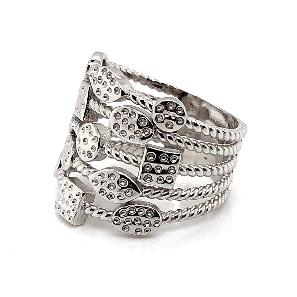 Fashion Women Engagement Jewelry Silver Ring Geometric Multi-layer Design