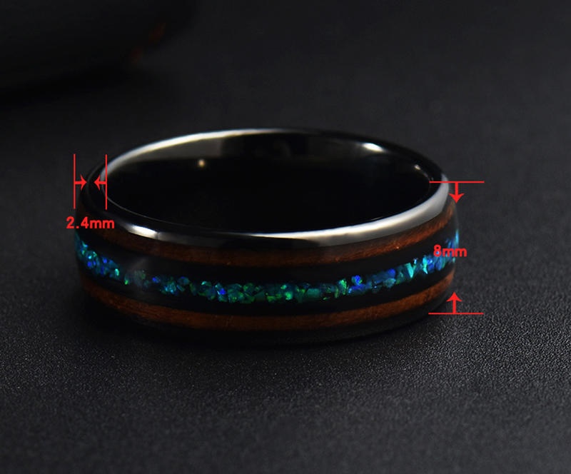 product-Tungsten Stainless Steel Jewelry Ceramic Inlaid With Double Wood Opal Ring-BEYALY-img-3