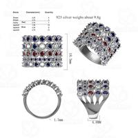 Beyaly CAD Custom Jewelry Multilayer Three Color Blue Red Clear Stone Ring