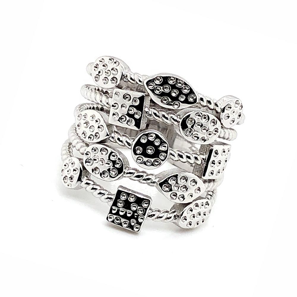 product-BEYALY-Fashion Women Engagement Jewelry Silver Ring Geometric Multi-layer Design-img-2