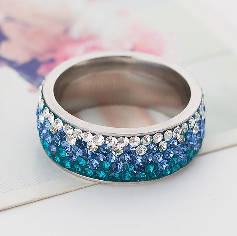 product-BEYALY-Popular Stainless Steel Diamond Ring, Ornaments Progressive Blue Color Ring-img-2