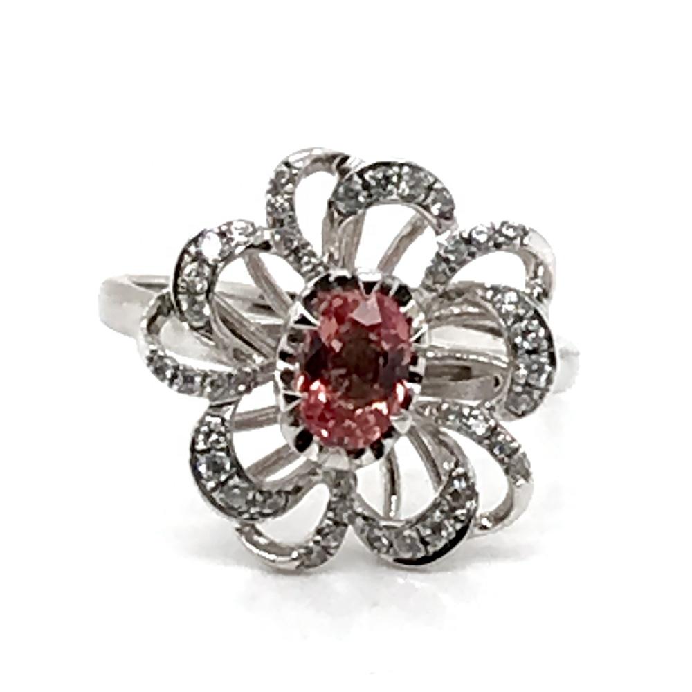 product-Red color beauty silver flower shape couple topaz ring mystic-BEYALY-img-3