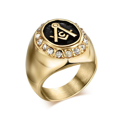 Custom design cubic zircon gold masonic wedding rings