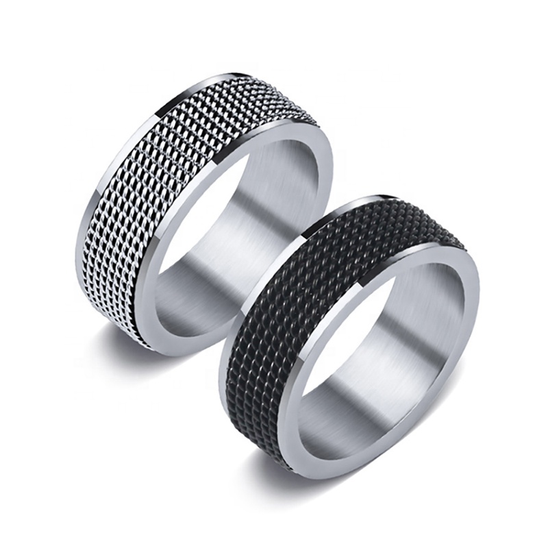 Tactile Shiny Polish Titanium Black Rings For Women And Men