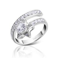 Beautiful women's cubic zircon silver eastern star rings