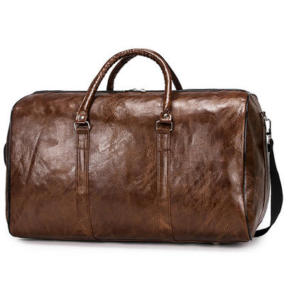 Mens Leather Business Travel Bag Outdoor Duffle Weekender Bag