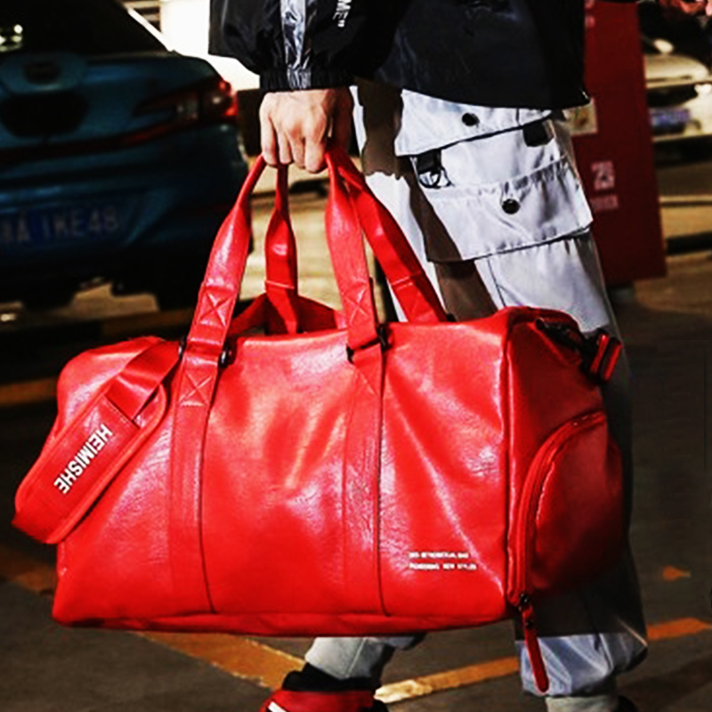 multi color fashion mens pvc leather travelpvc duffle bag