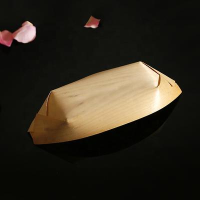 gold supplier popular 3 5 inch disposable wood sushi boat wooden sushi tray plate