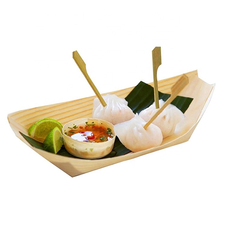 qingdao custom logo shape reusable large wooden sushi boat trainer supplier