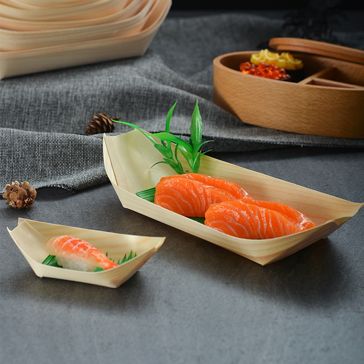 disposable wood tray food boat japanese sushi boat serving tray