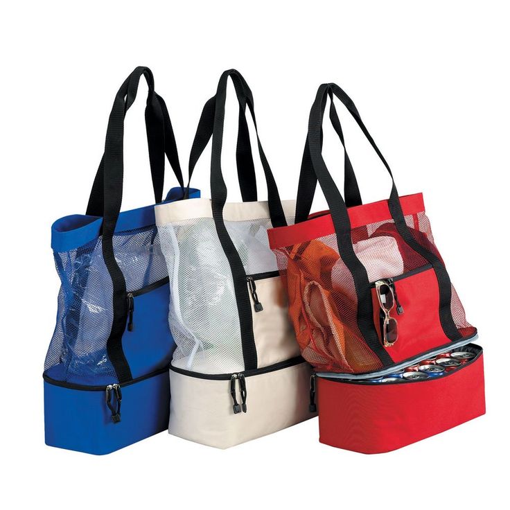 Popular Fashionable Mesh Beach Tote Bag, Insulated 12-pack Picnic Cooler Bag