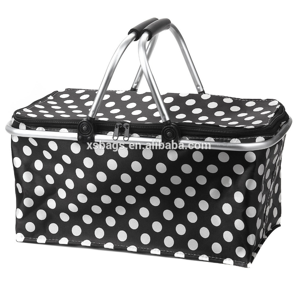Insulated Picnic Basket Folding Outdoor BBQ Lunch Cooler Storage Bag with Carrying Handle