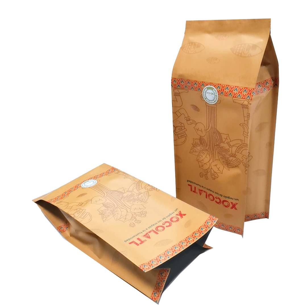 Customized Heal sealing side gusset Kraft paper bags for Coffee/Chocolate bean