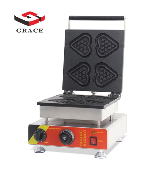 Grace 110V 220V Non-Stick Customized Traditional Factory Direct Sale Heart Shape Waffle Making Machine Waffle Maker